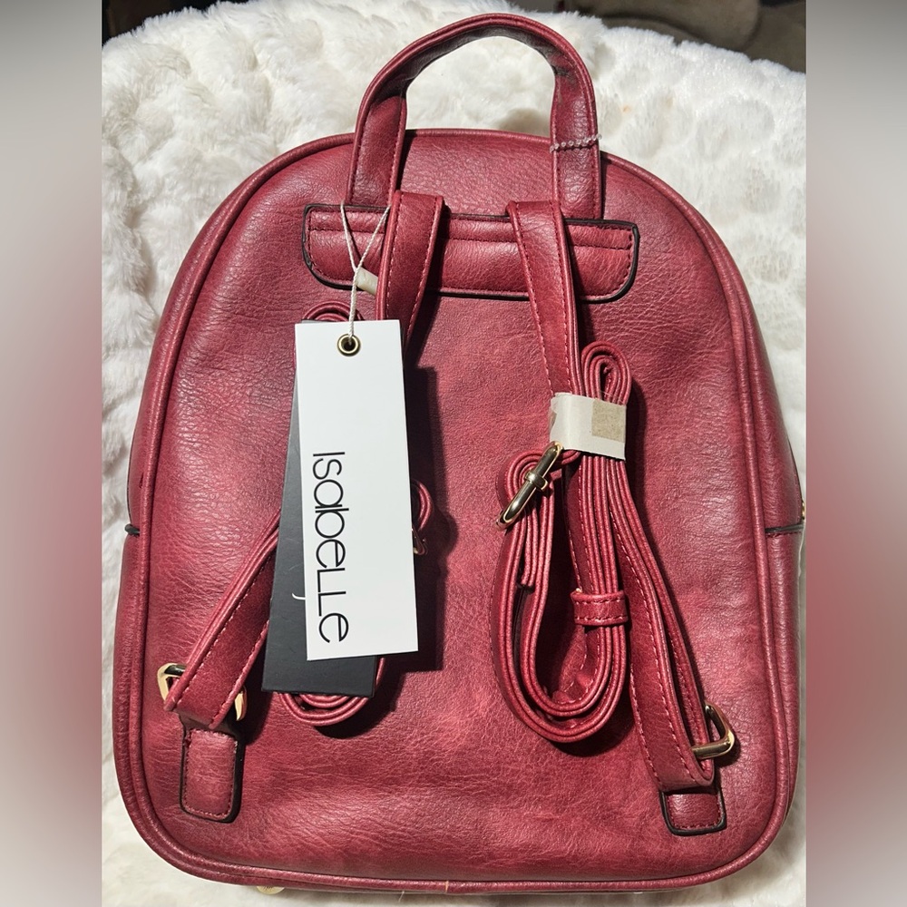 Isabelle Vegan Leather Magenta Burgundy Red backpack Handbag Purse (NEW) - Picture 2 of 9